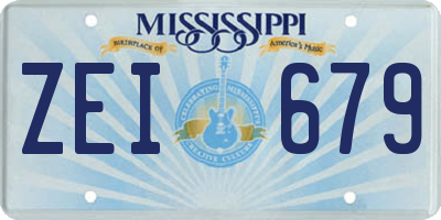 MS license plate ZEI679