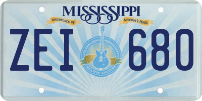 MS license plate ZEI680