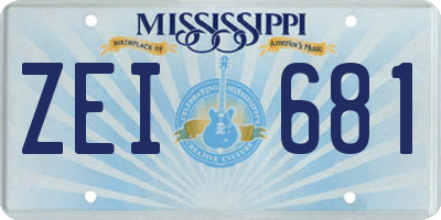MS license plate ZEI681