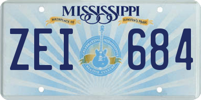 MS license plate ZEI684