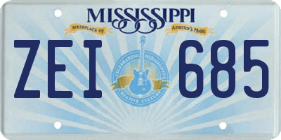 MS license plate ZEI685