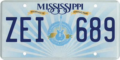 MS license plate ZEI689