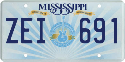 MS license plate ZEI691