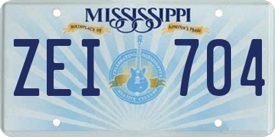 MS license plate ZEI704