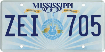 MS license plate ZEI705