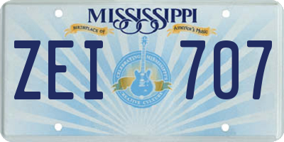 MS license plate ZEI707