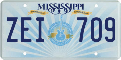 MS license plate ZEI709