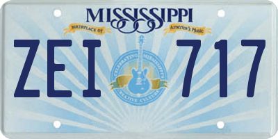 MS license plate ZEI717