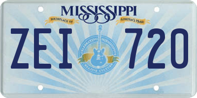 MS license plate ZEI720
