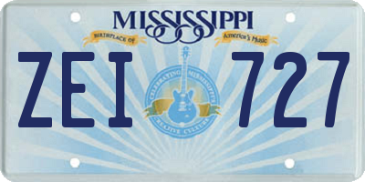 MS license plate ZEI727