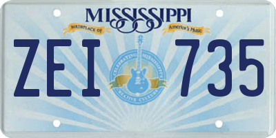 MS license plate ZEI735