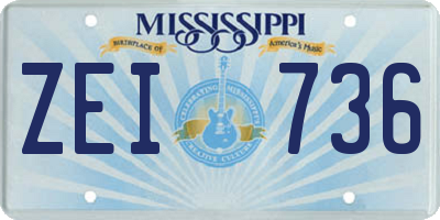 MS license plate ZEI736