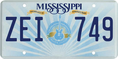 MS license plate ZEI749