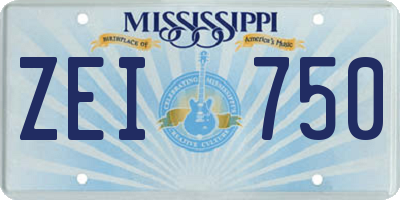 MS license plate ZEI750