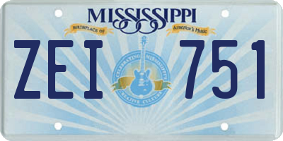 MS license plate ZEI751