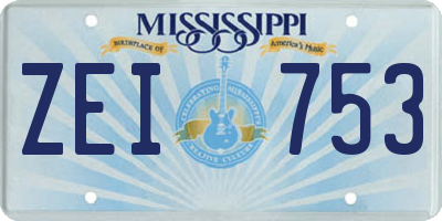 MS license plate ZEI753