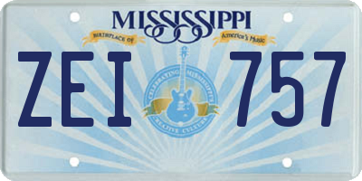 MS license plate ZEI757