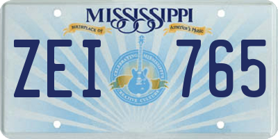MS license plate ZEI765