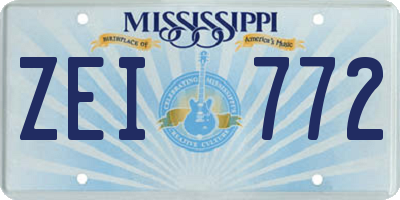 MS license plate ZEI772