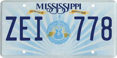 MS license plate ZEI778