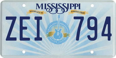 MS license plate ZEI794