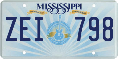 MS license plate ZEI798