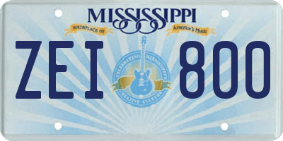 MS license plate ZEI800