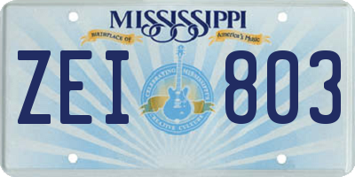 MS license plate ZEI803
