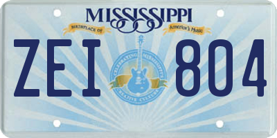 MS license plate ZEI804