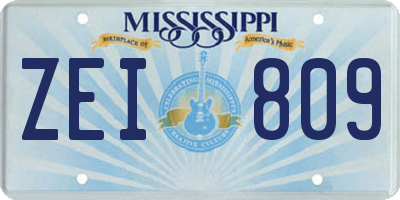 MS license plate ZEI809