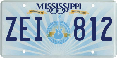MS license plate ZEI812