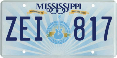 MS license plate ZEI817