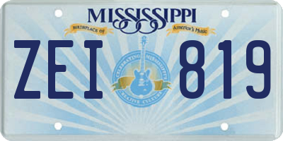 MS license plate ZEI819