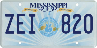 MS license plate ZEI820