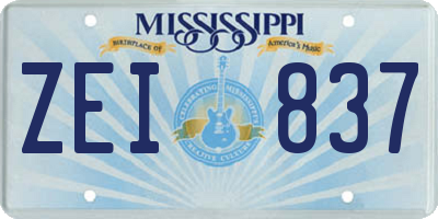 MS license plate ZEI837