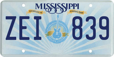 MS license plate ZEI839