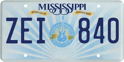 MS license plate ZEI840