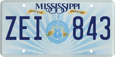 MS license plate ZEI843