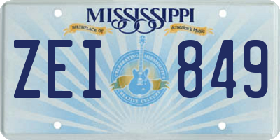 MS license plate ZEI849