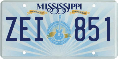 MS license plate ZEI851