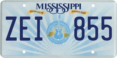 MS license plate ZEI855