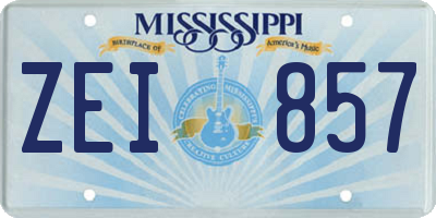 MS license plate ZEI857