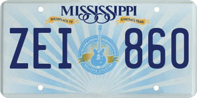 MS license plate ZEI860