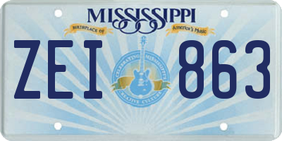 MS license plate ZEI863