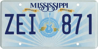 MS license plate ZEI871