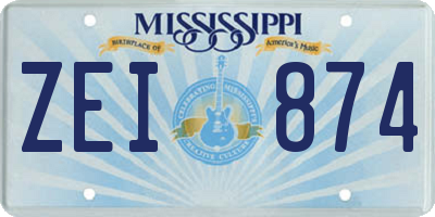 MS license plate ZEI874