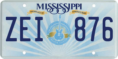 MS license plate ZEI876