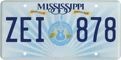 MS license plate ZEI878