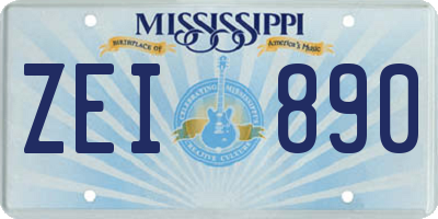 MS license plate ZEI890