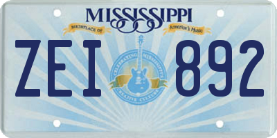 MS license plate ZEI892